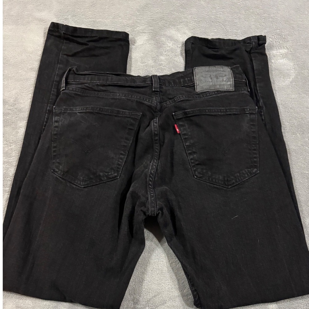 Levis 505 Regular Fit Black Jeans Mens 32x32 Straight Leg Stretch Denim